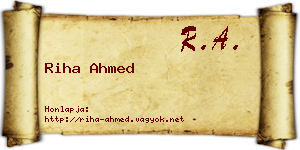 Riha Ahmed névjegykártya
